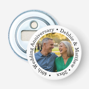 Add Your Own Couple Photo 40th Wedding Anniversary Bottle Opener