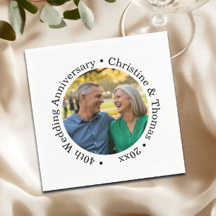 Add Your Own Couple Photo 40th Wedding Anniversary Napkin