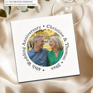 Add Your Own Couple Photo 40th Wedding Anniversary Napkin