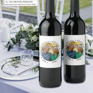 Add Your Own Couple Photo 40th Wedding Anniversary Wine Label