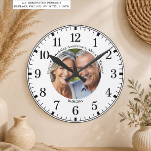 Add Your Own Couple Photo 45th Wedding Anniversary Round Clock