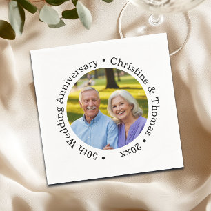 Add Your Own Couple Photo 50th Wedding Anniversary Napkin