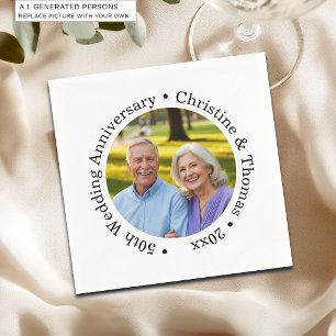 Add Your Own Couple Photo 50th Wedding Anniversary Napkin