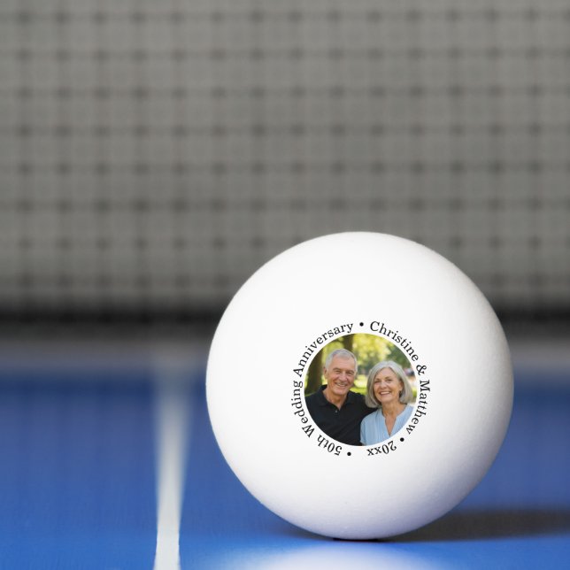 Add Your Own Couple Photo 50th Wedding Anniversary Ping Pong Ball (Net)