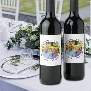 Add Your Own Couple Photo 50th Wedding Anniversary Wine Label