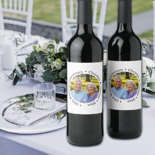 Add Your Own Couple Photo 55th Wedding Anniversary Wine Label