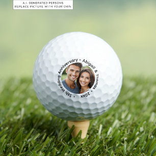 Add Your Own Couple Photo 5th Wedding Anniversary Golf Balls
