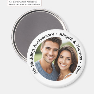 Add Your Own Couple Photo 5th Wedding Anniversary Magnet