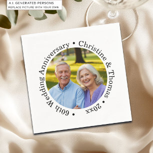 Add Your Own Couple Photo 60th Wedding Anniversary Napkin