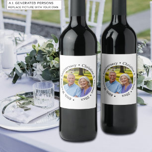 Add Your Own Couple Photo 60th Wedding Anniversary Wine Label