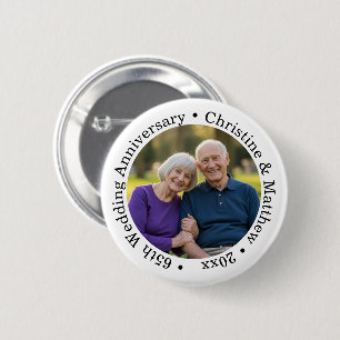 Add Your Own Couple Photo 65th Wedding Anniversary 6 Cm Round Badge