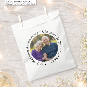 Add Your Own Couple Photo 65th Wedding Anniversary Favour Bags