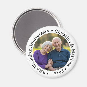 Add Your Own Couple Photo 65th Wedding Anniversary Magnet