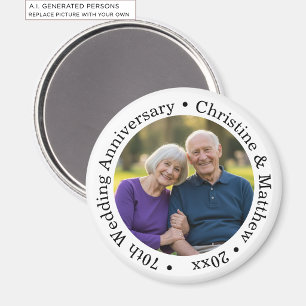 Add Your Own Couple Photo 70th Wedding Anniversary Magnet