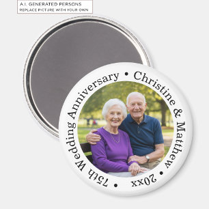 Add Your Own Couple Photo 75th Wedding Anniversary Magnet