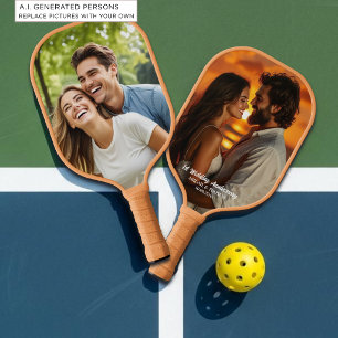 Add Your Own Couple Photo Wedding Anniversary Pickleball Paddle