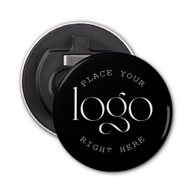 Add Your Own Custom Business Logo Modern Black Bottle Opener (Front)