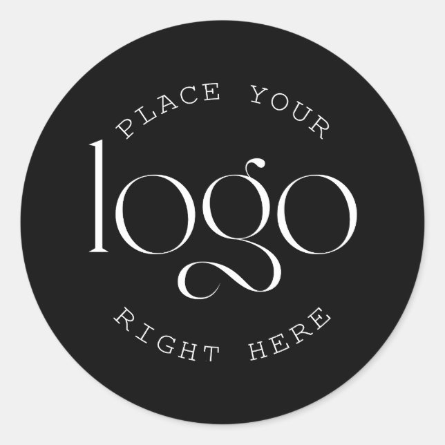Add Your Own Custom Business Logo Modern Black Classic Round Sticker (Front)