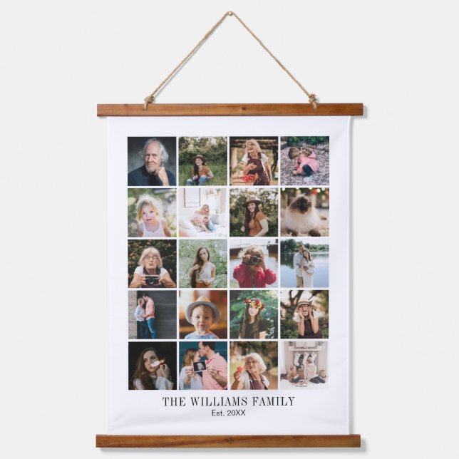 Add Your Own Custom Family 20 Photo Collage Hanging Tapestry (Front)