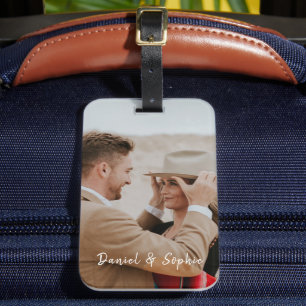 Add Your Own Custom Name Couple Photo Keepsake Luggage Tag