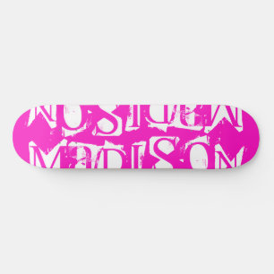Add Your Own Custom Name Personalised Hot Pink Skateboard