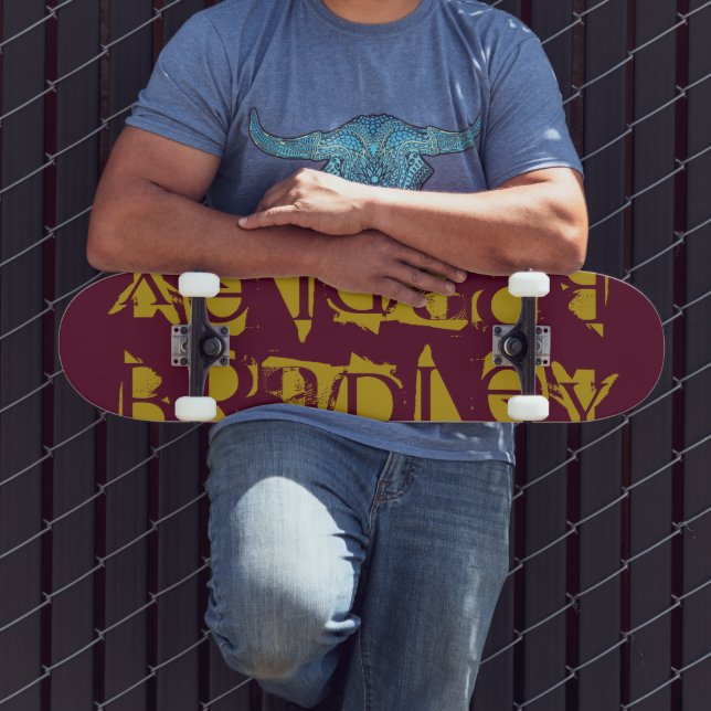Add Your Own Custom Name Personalised Magenta Skateboard (Outdoor 3)
