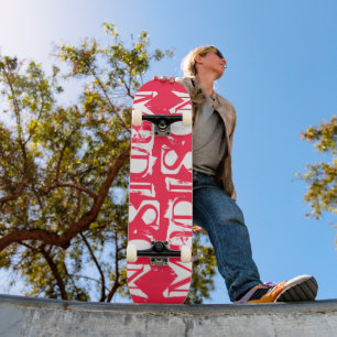 Add Your Own Custom Name Personalised Neon Pink Skateboard