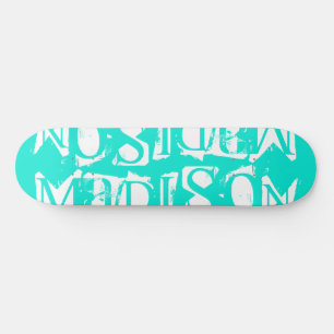 Add Your Own Custom Name Personalised Turquoise Skateboard