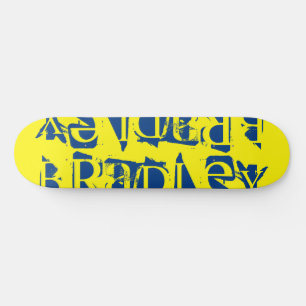 Add Your Own Custom Name Personalised Yellow Blue Skateboard