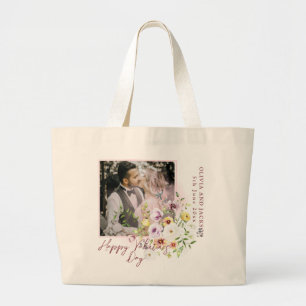 Add Your Own Custom Photo Happy Valentines Day Large Tote Bag