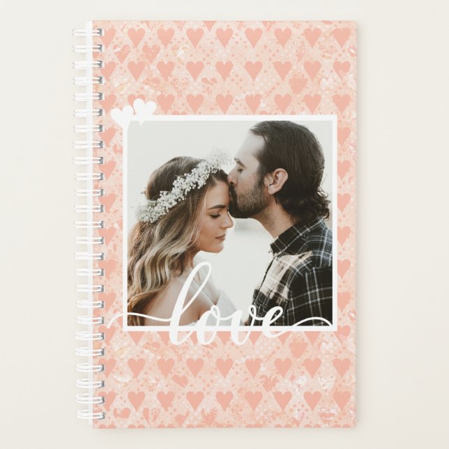 Add Your Own Custom Photo Love Hearts in Rose Gold Planner (Front)