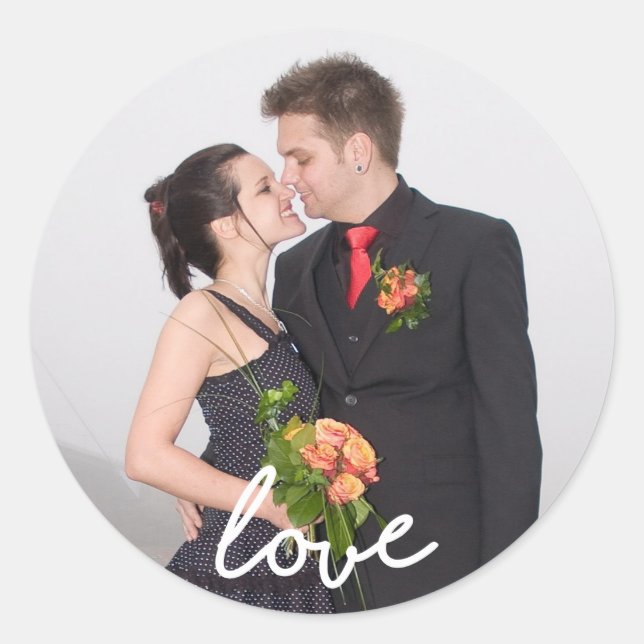 Add your own custom photo personalised template classic round sticker (Front)