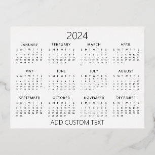add your own custom text 2024 Calendar Foil Holiday Postcard