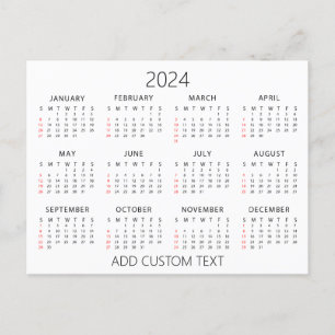 add your own custom text 2024 Calendar Postcard