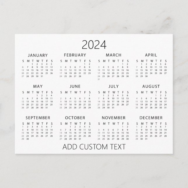 add your own custom text 2024 Calendar   Postcard (Front)