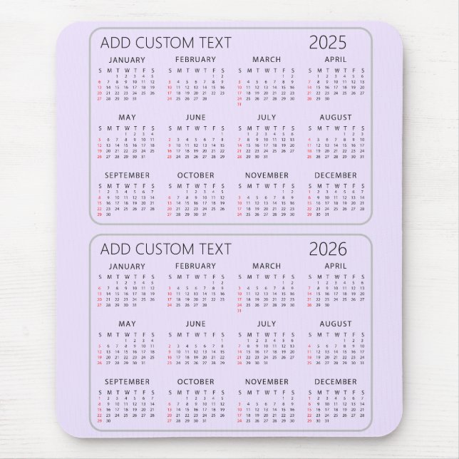 add your own custom text 2025 -2026 Calendar Mouse Pad (Front)