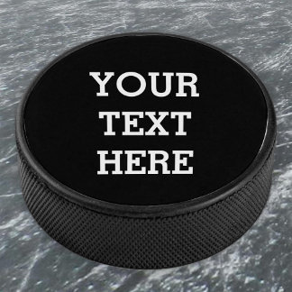 Add Your Own Custom Text Here Black and White Hockey Puck