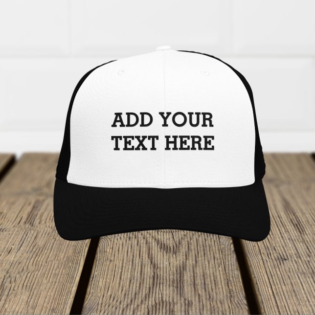 Add Your Own Custom Text Here Black and White Trucker Hat (Creator Uploaded)