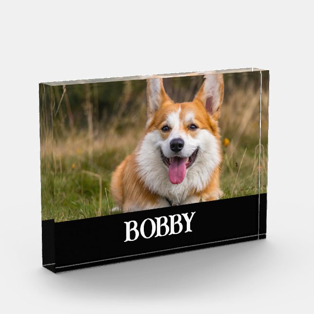 Add your own dog photo and name block (Left)