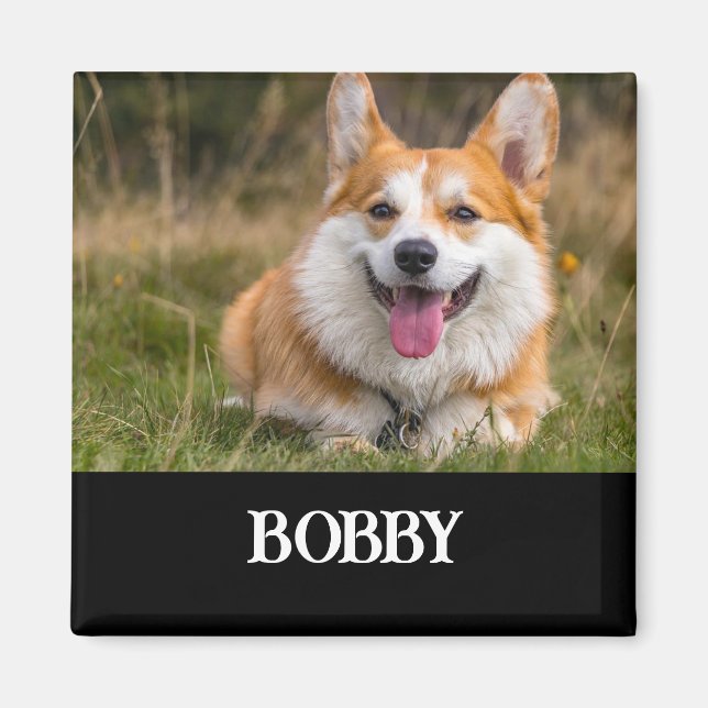 Add your own dog photo and name magnet (Front)