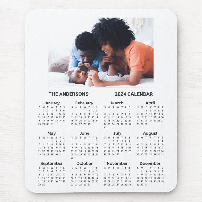 Add Your Own Family Photo 2024 Calendar | Mousepad (Front)