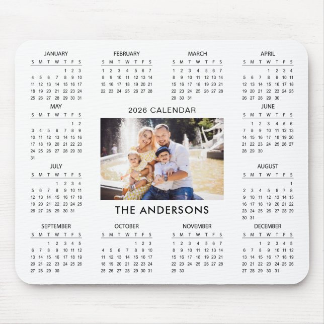 Add Your Own Family Photo 2026 Calendar |  Mouse Pad (Front)