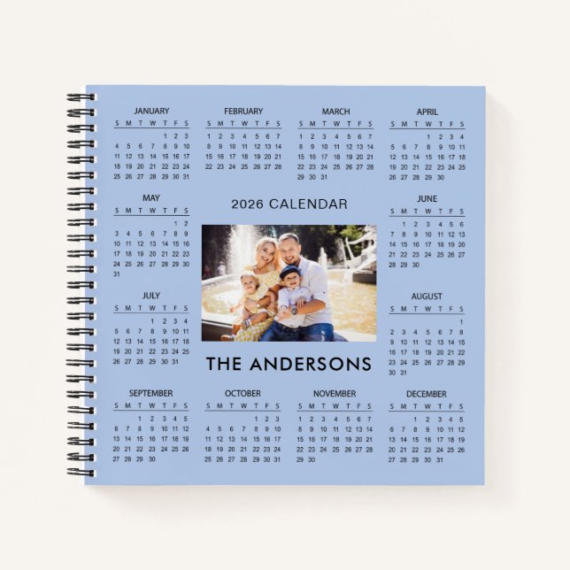 Add Your Own Family Photo 2026 Calendar |  Notebook (Front)