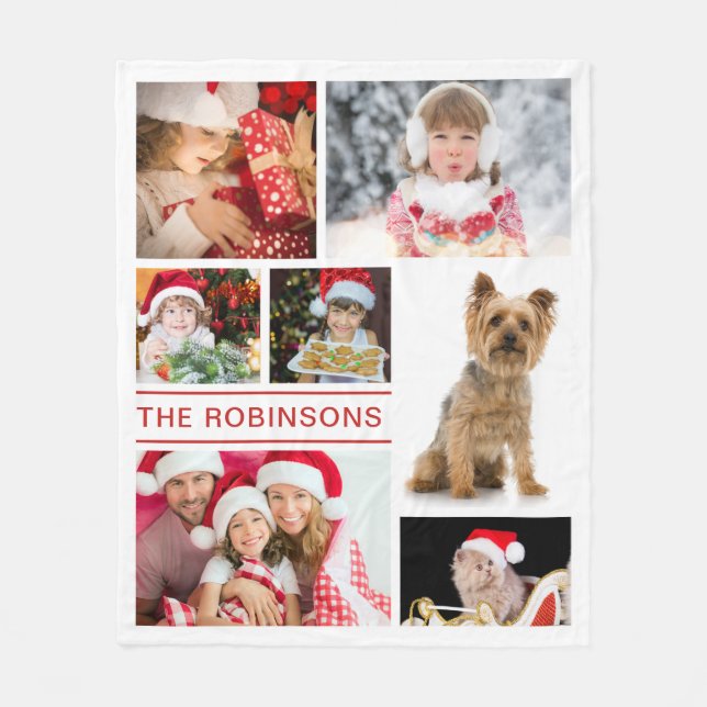 Add Your Own Family Photos DYI Collage Template Fleece Blanket (Front)