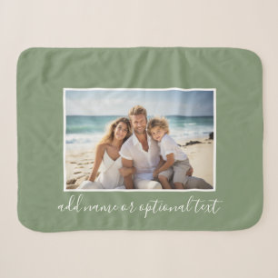 Add Your Own Horizontal Photo CAN edit Green COLOR Sherpa Blanket