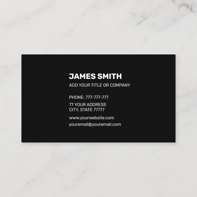 Add Your Own Image Custom Extravagant Black Business Card (Back)