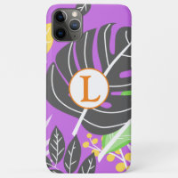 Add your own image l Initials cute pattern purple 
