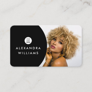 Add Your Own Image QR Code & Logo Modern Black Business Card