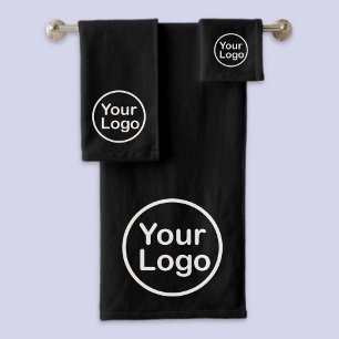 Add Your Own Logo Black Background Bath Towel Set