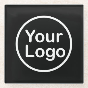 Add Your Own Logo Black Background Glass Coaster